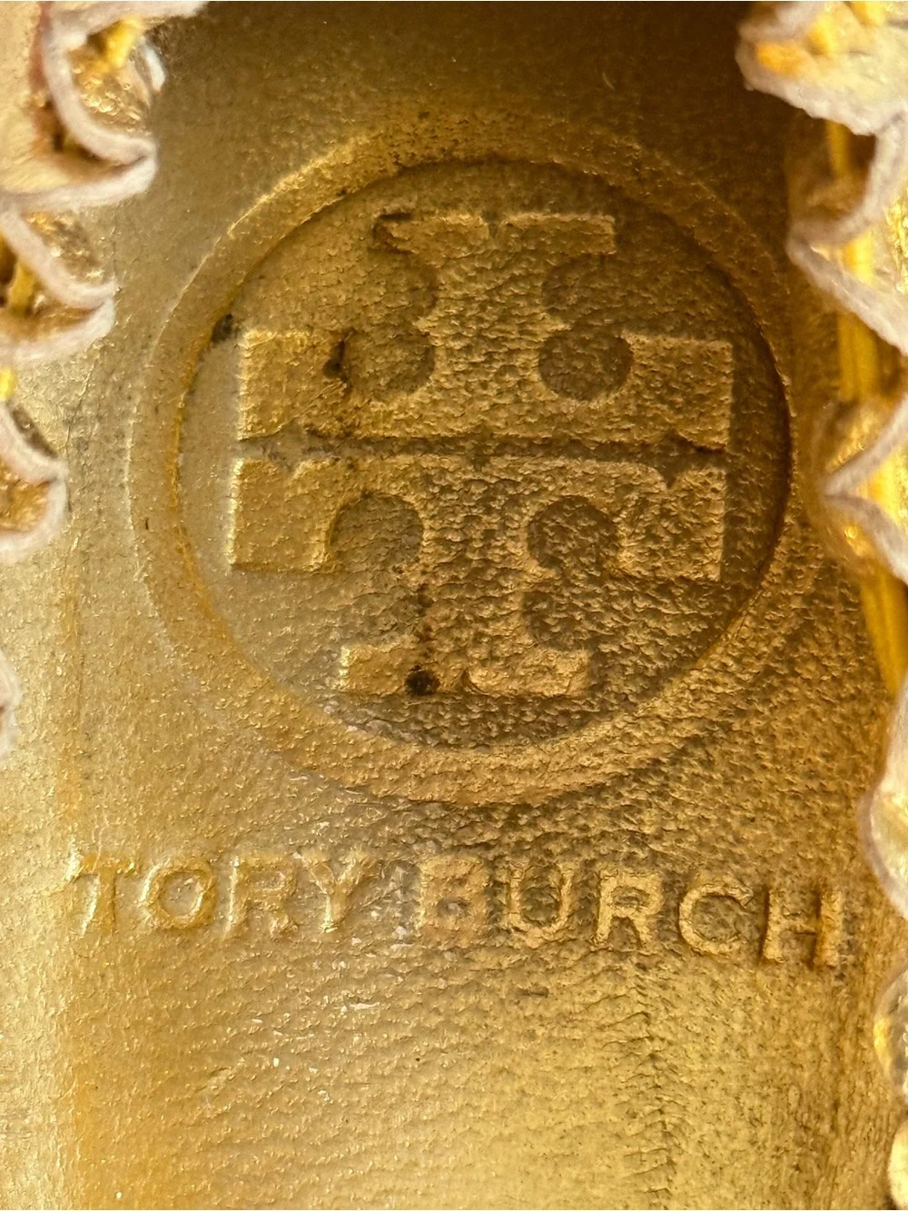 Tory Burch Reese Metallic Gold Tassel Ballet Flats Size 8M Luxury Designer